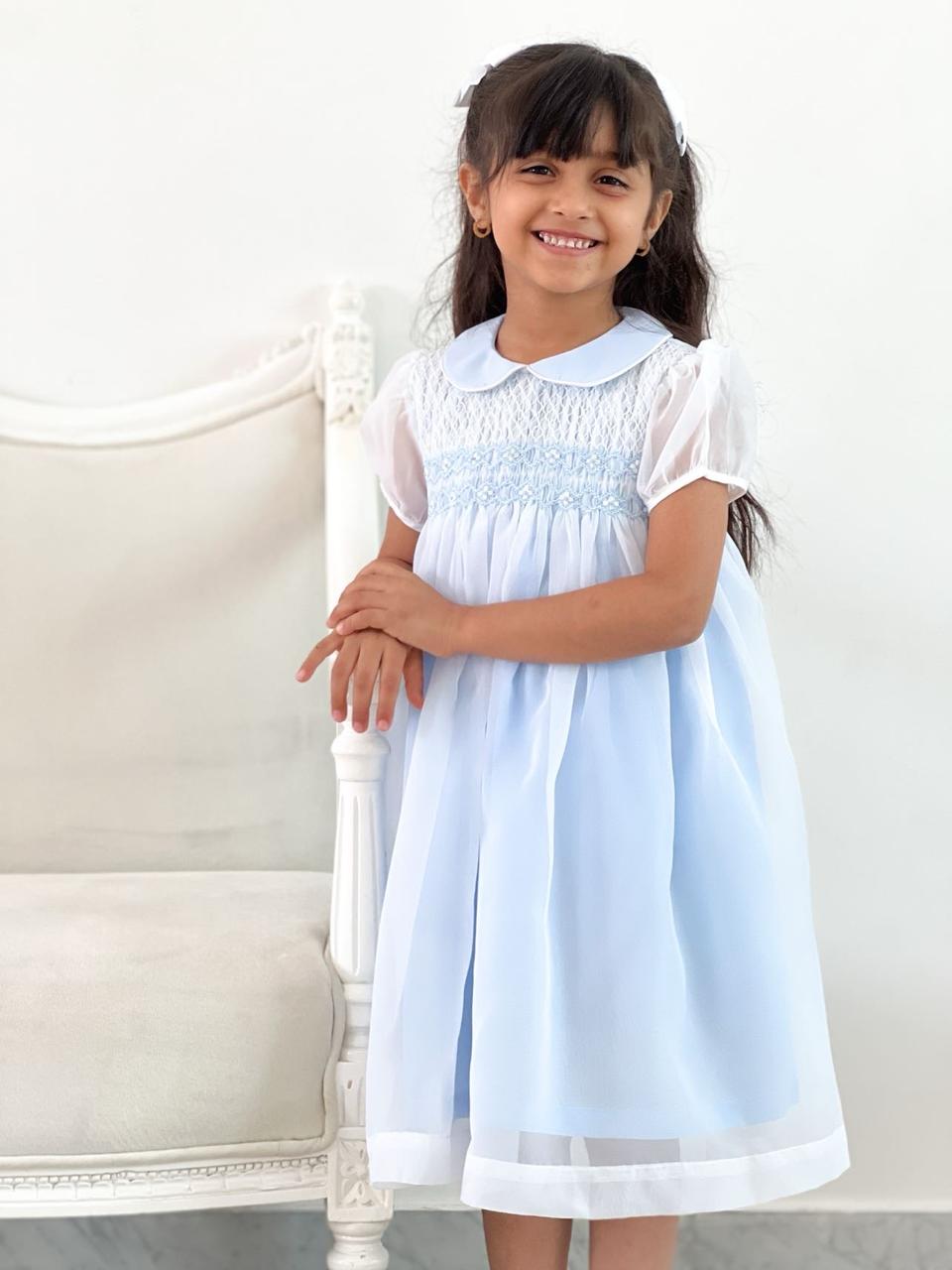 Embroidered dress Hand smocked with bunny - Sync®