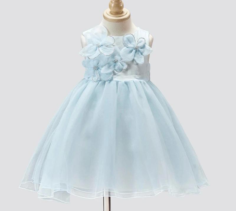 3D flower girl sleeveless dress with embroidered back Bow - Sync®