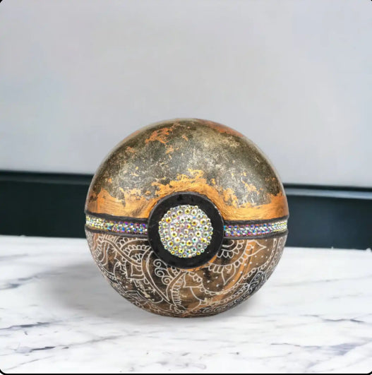 Luxury 24k Gold Leaf Poké Ball with Multichrome Crystal Rhinestones - Sync®