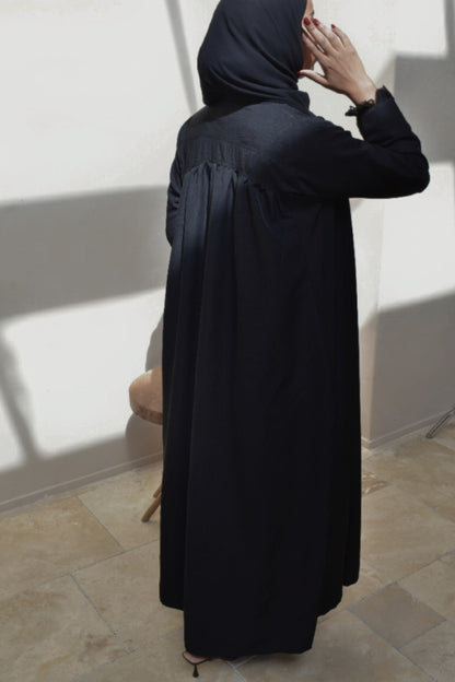 Elegant Soft mixed linen Abaya with Skirt, and Shaila Set - Sync®
