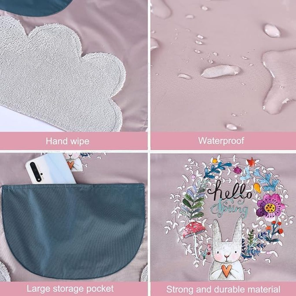 flower design kitchen pocket waterproof apron cooking for women blue & pink