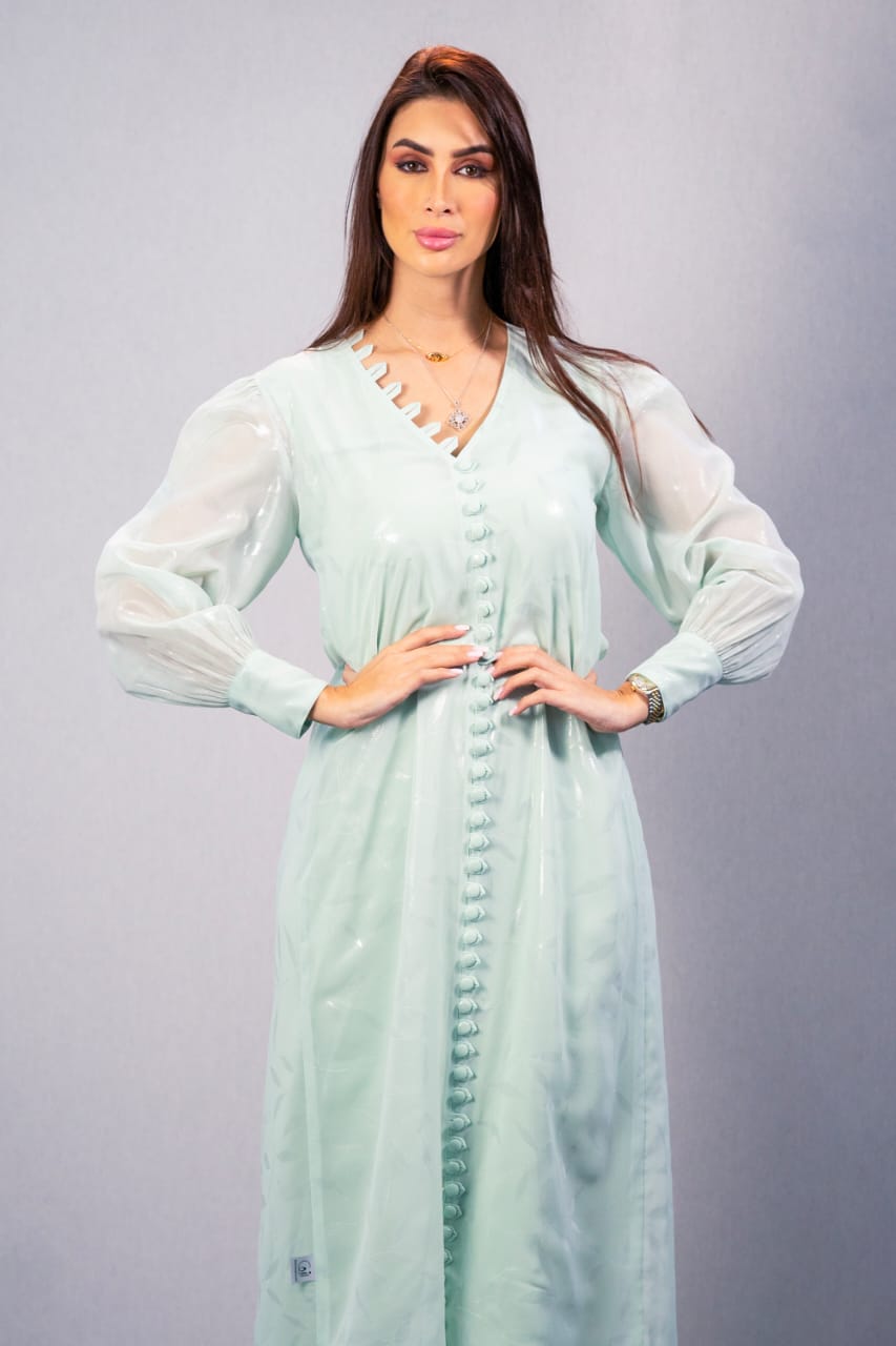 Light blue Dress with front buttons, straight cut