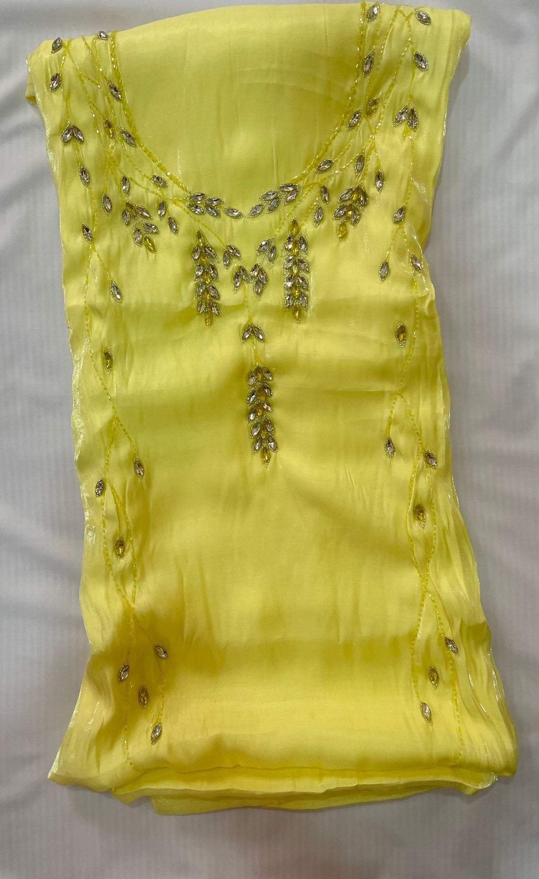 Embroidered Yellow Shimmer Mukhawar
