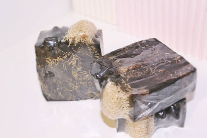 3x1 body scrub soap with coffee loofah