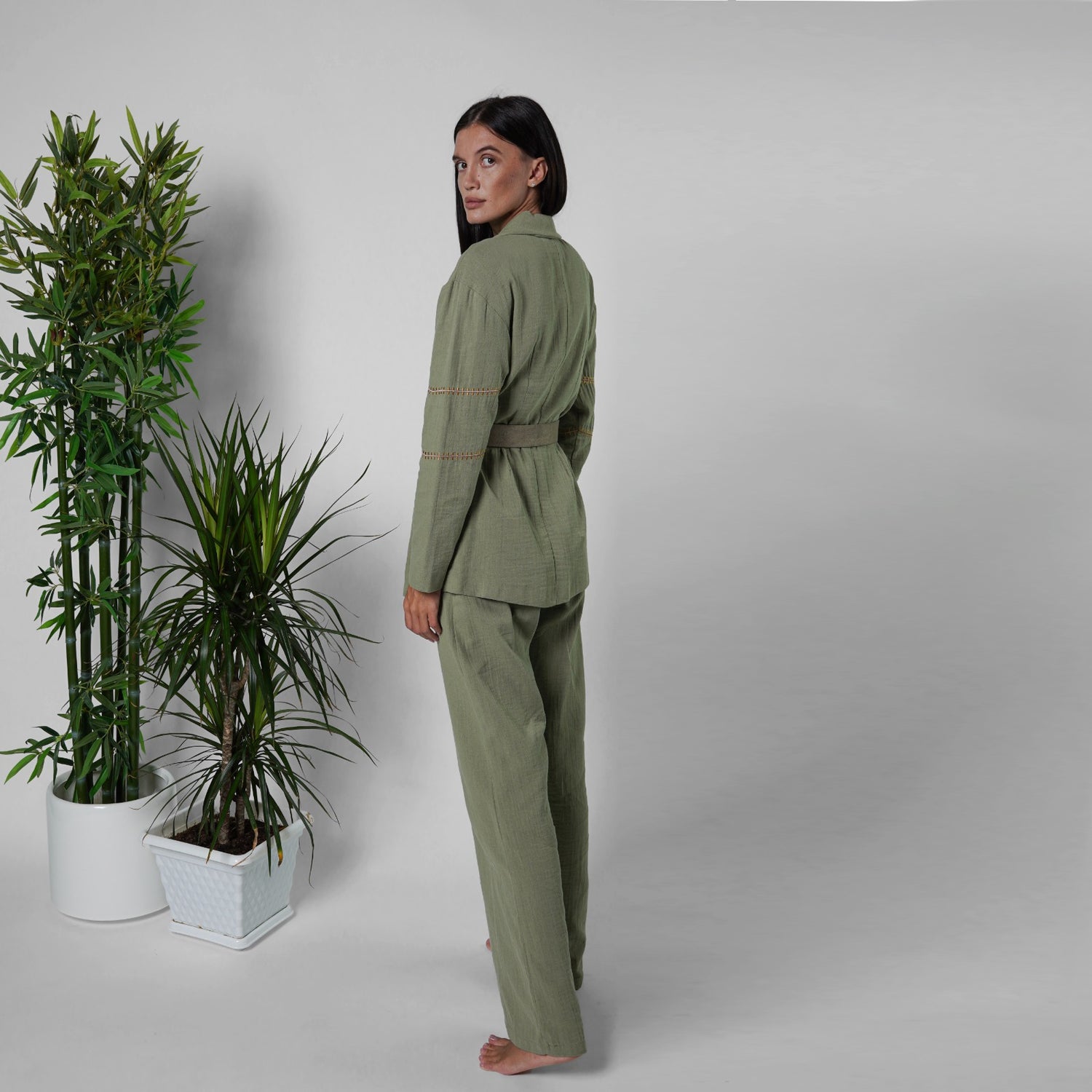 Linen Green Blazer &amp; pants set
