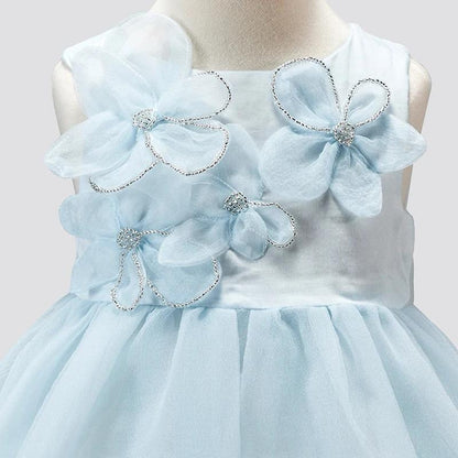 3D flower girl sleeveless dress with embroidered back Bow - Sync®