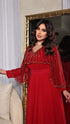 Contrast mesh dress with cape sleeves and rhinestone details without belt - Sync®