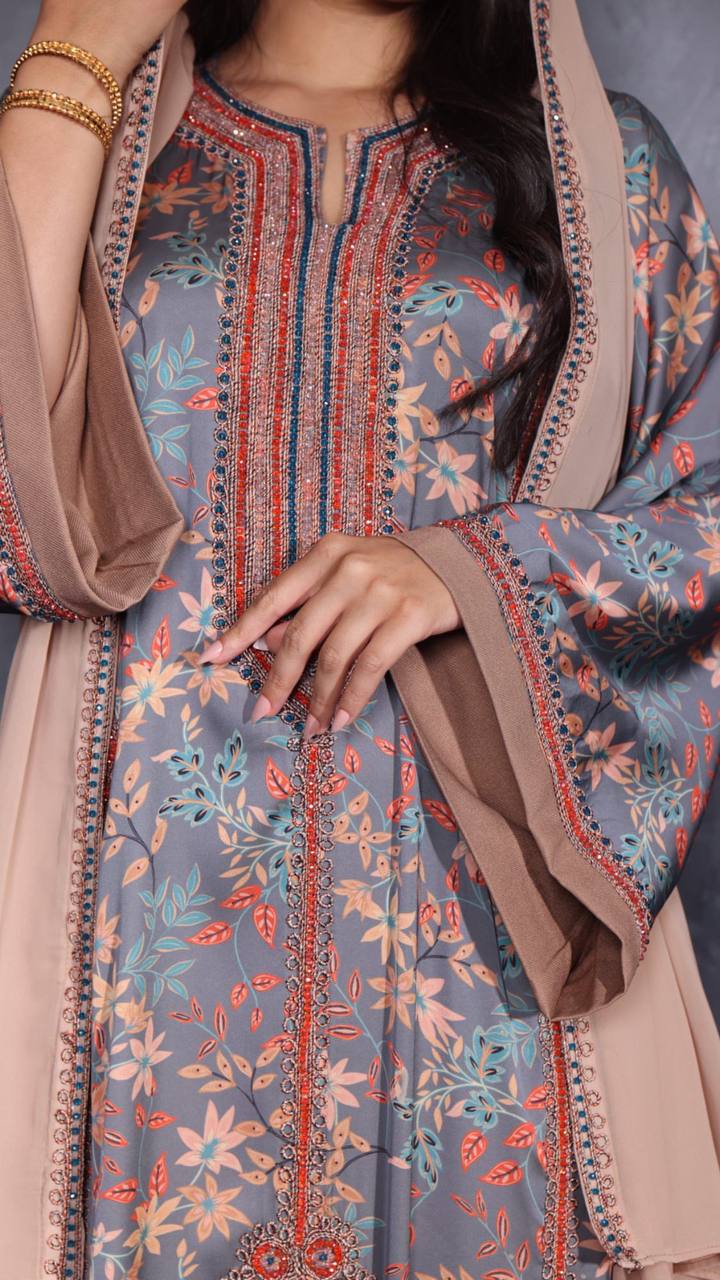 Italian silk mukhwar with shawl, shawl belt and hand embroidery - Sync®
