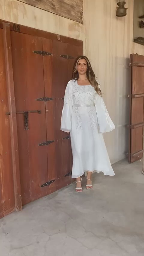 فستان أورجانزا ستايل عربي جميل مع حزام